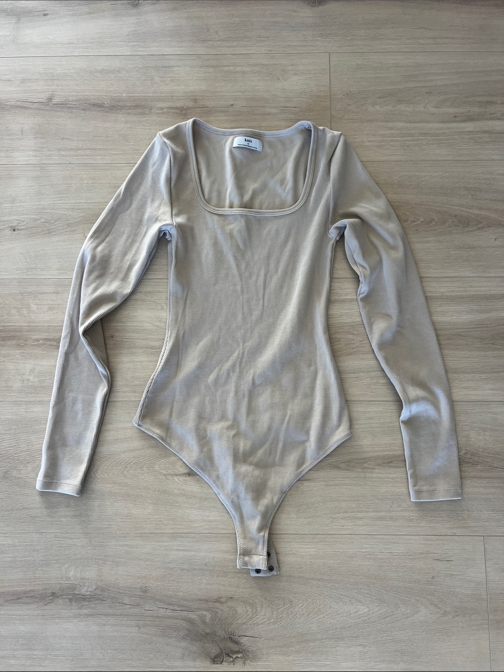 Knix M Long Sleeve Square Neck Bodysuit in Light Beige